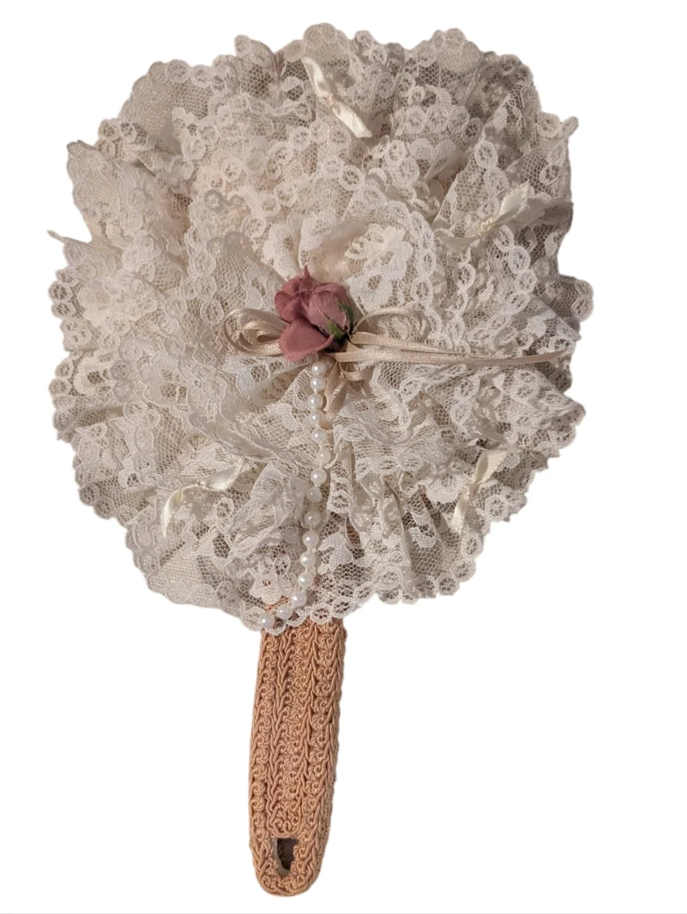 Coquette Style Vintage Hand Held Mirror floral Lace Victorian Romantic